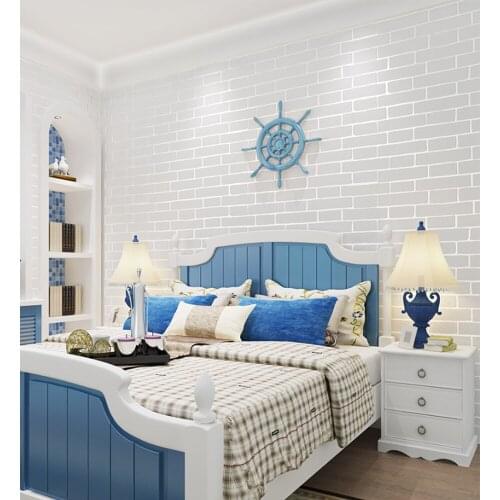 QIHANG Modern Minimalist Imitation Brick Pattern 3D Non-woven Clothing Store Wallpaper White Color 0.53m*10m=5.3m2