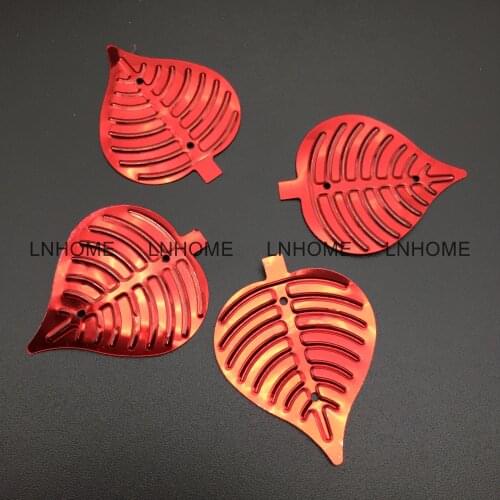 50g/lot PVC Large Leaf Sequins 30*35mm Sewing DIY Christmas Accessories For Crafts Leaves With 2 Holes Red