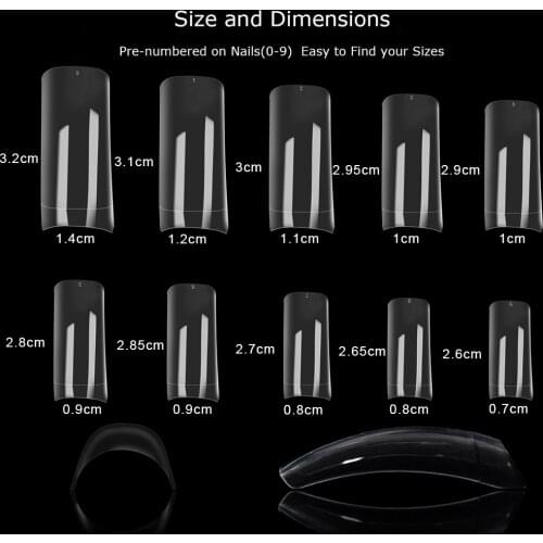 500PCS Ballerina Half Nail Tips Coffin False Nails ABS Clear/White/Natural Artificial DIY False Fake UV Gel Ultra Flexible F-2