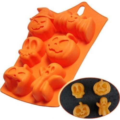 6 Cavity Halloween Silicone DIY Soap Mould Fondant Cake Mold Handmade Soap Mold Sugar Chocolate Bakeware Baking Tool