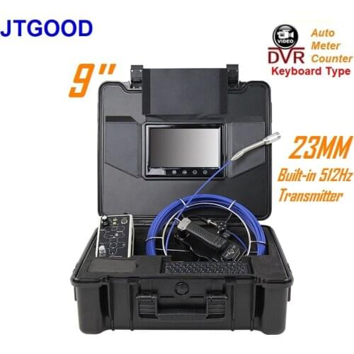 9 Inch DVR Meter Counter Monitor 23MM Built-in 512Hz Transmitter Pipe Sewer Inspection Video Camera Keyboard Drain Check Kit