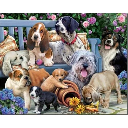ARMYQZ 5D DIY Diamond Embroidery Landscape Rhinestone Mosaic Diamond Painting cross stitch Garden dog Home Decoration Christmas