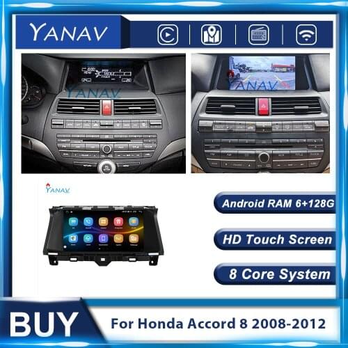 Android Stereo Receiver Car Radio For Honda Accord 8 2008-2012 Audio HD Touch Screen GPS Navigation Multimedia MP3 Player Video