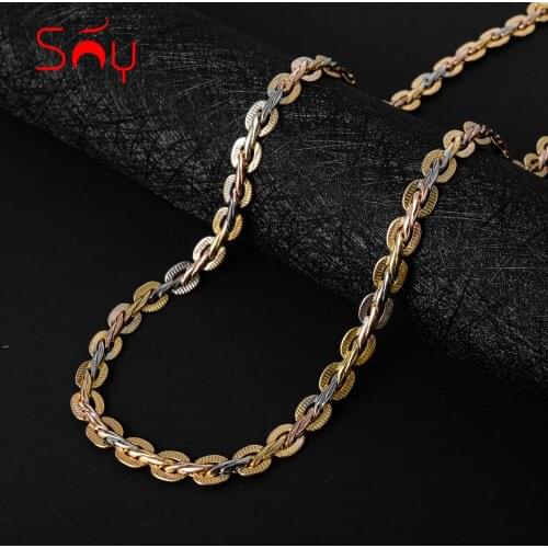 Sunny Jewelry Fashion New Copper Necklace Chains Three Color Italy Gold For Women Man High Quality Classic Trendy Daily Wear