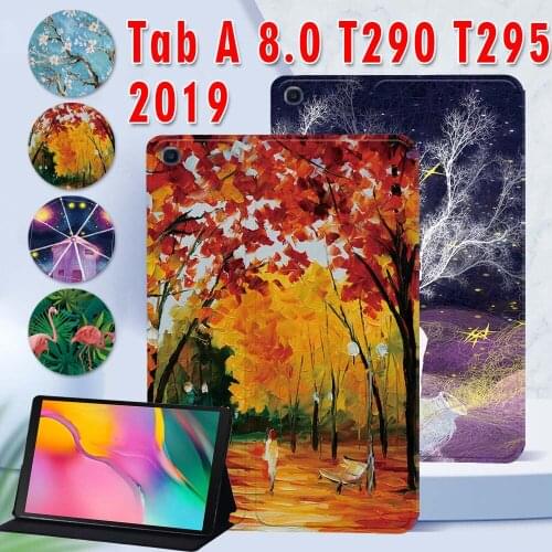 Tablet Cover Case for Samsung Galaxy Tab A T290/T295 (2019) 8.0 Inch Anti-Fall PU Leather Protective Cover + Free Stylus