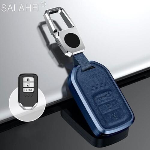 Aluminum Alloy + Leather Colorful Car Key Case Cover Protection Shell For Honda 2016 2017 CRV Pilot Accord Civic Fit Freed