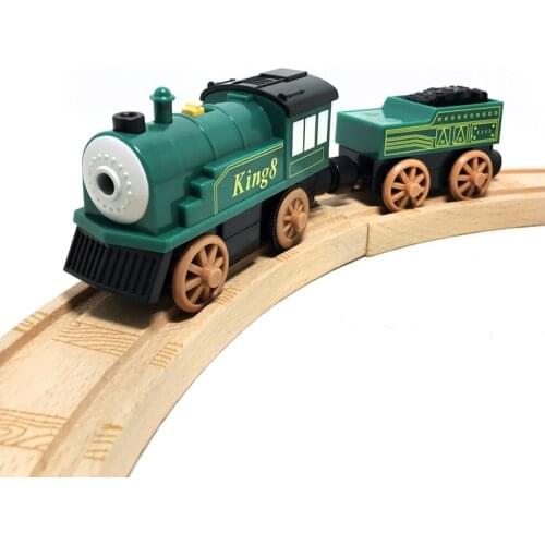 Electric magnetic train childrens toy wooden rail car is compatible with wooden trolley train and track kids gift toys