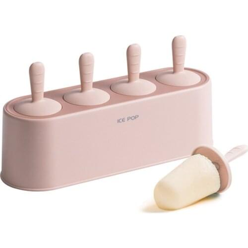 4-Hole Silica Gel Ice Cream Mold Popsicle Summer Homemade Dessert Ice Cream DIY Making Box Tools Home Child Kitchen DIY Tools