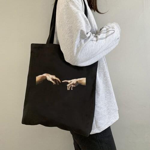 Michelangelo Canvas Shoulder Bag Shopping Bag Graphic Tote Vaporwave Shopper Bag Women Female Ulzzang Funny Eco Large-capacity