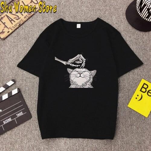 Kawaii Cat Graphic T Shirt Women Harajuku Ullzang Cute T-shirt Funny Cartoon Aesthetic 90s Tshirt Fashion Summer Top Tees Female