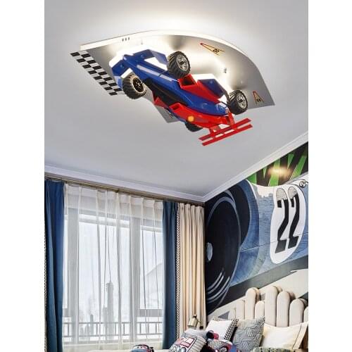Creative Racing ChildrenS Room Lamp Pendant Light Boy Bedroom Room Cartoon Simple Modern Deco Personality Lamp Eye Protection