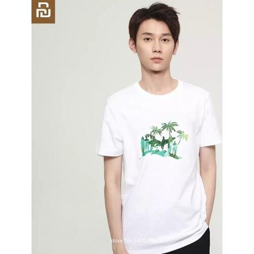 Youpin 2020 Summer Fashion Soft Cotton beach T Shirt Men women Tops Tee Casual short sleeve Skin-friendly Male Female T-shirts