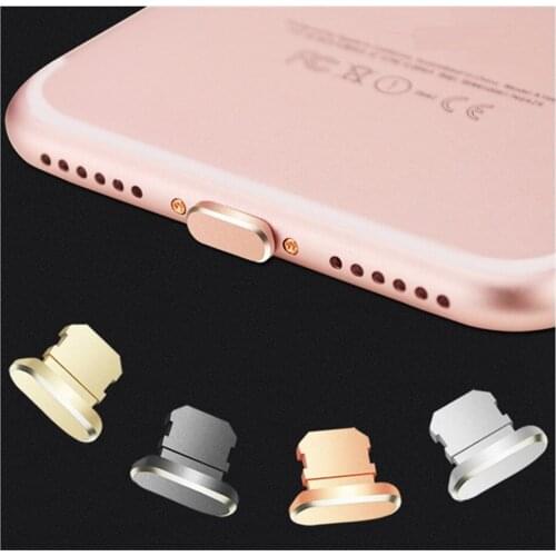 50pcs/lot for Iphone Acessorio Metal Skin PC Charger Port Anti Dust Plug For IPhone 7 8 X 6 Plus