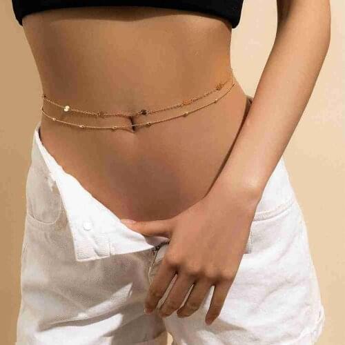 Fashion Double-layers Metal Sexy Belly Waist Chain Waistband for Women Lady Cool Girl Summer Streetwear Body Jewelry Accessories