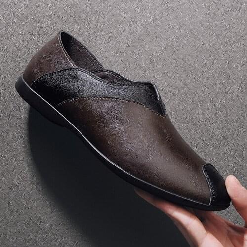 2020 Men Shoes Brand Genuine Leather Casual Driving Oxfords Shoes Men Loafers Moccasins Italian Shoes for Men Flats