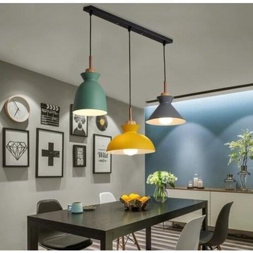 Set of 3 Dining Table Lamp Lights Macaroon Colorful LED Modern Pendant Lamp Hanglamp for Kitchen Island Ceiling Room Lighting