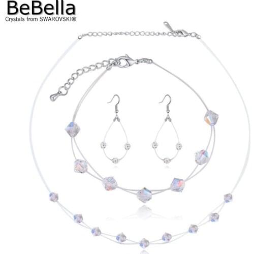 Party gift geometry shape crystal beads necklace and earrings&bracelet set Made with Swarovski Elements