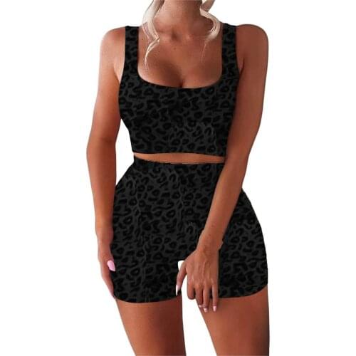 New Printed Running Clothes Breathable Sport Outfit Casual Fitness Suit Summer Yoga Naveled Sets High Waist Gym Clothing Workout