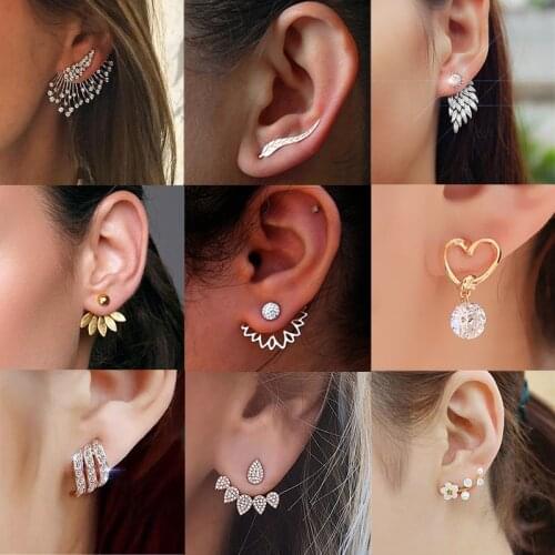 2021 New Womens Crystal Flower Diamond Earrings Silver Needle Fashion Sweet Versatile Earrings Korean Temperament