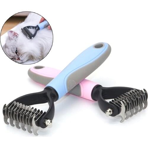 New Stainless Double-sided Pet Cat Dog Comb Brush Professional Large Dogs Open Knot Rake Knife Pet Grooming Products