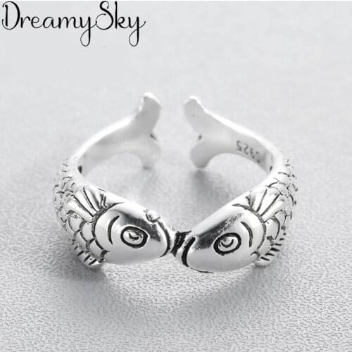 Wholesale Fashion Silver Color Big Fish Rings For Women Girls Adjustable Size Open Ring Wedding Party Jewelry