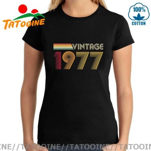 Awesome Vintage 1977 T Shirt woman Retro 70s Luxury Brand Clothes Born in 1977 T-shirt Family Birthday Party Gift fitness Tshirt