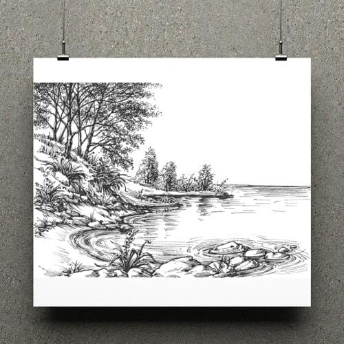ZhuoAng Small Tree By The River Clear Stamps/Card Making Holiday decorations For scrapbooking Transparent stamps 13*13cm