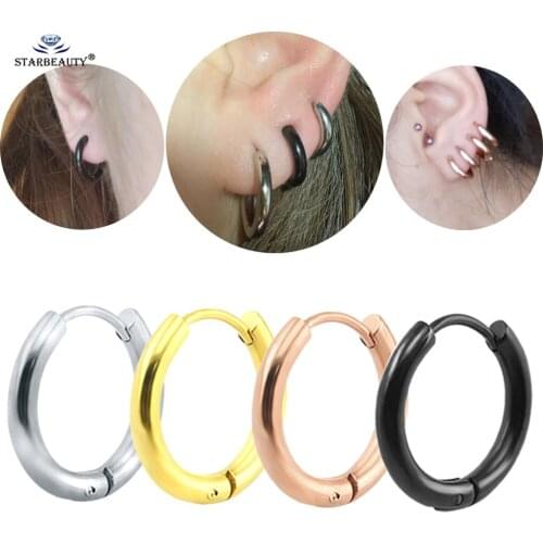 Starbeauty 2 pcs/Lot Hoop Earrings for Women Men Helix Piercing Tragus Cartilage Piercing Lobe Buckle Aretes Mujer Ear Ring Clip