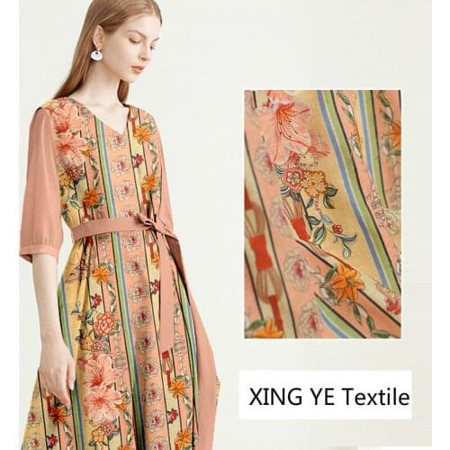 Butterfly Printed Fabric Silk Linen New Style Silk Fabric for Dress Tops Shirts Womens Clothing by Meter Smooth Shiny Tough