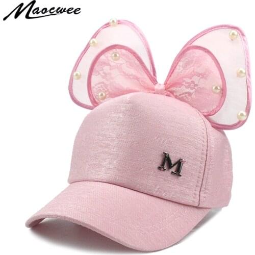 Kids Hat New Summer Children Kids Pearl Flower Bow Peak Cap Baby Hats For Girls Bucket Hat Boys Caps Children Sun Summer M Cap