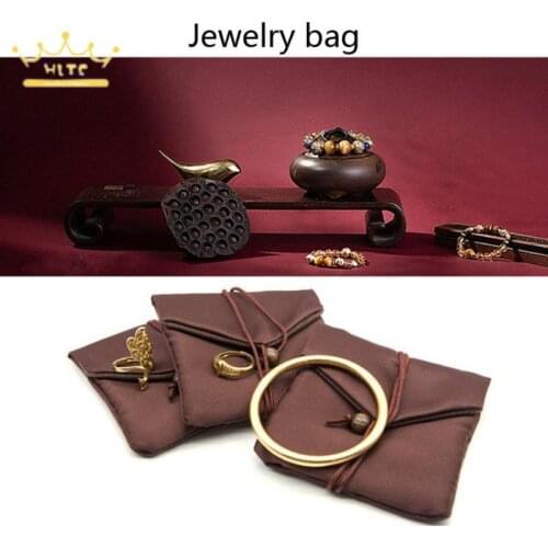 Ancient Gold Bracelet Storage Bag Brown Inner Microfiber Fabric Jewelry Gift Packaging Bag Jewelry Collection Bag 10 Pcs/lot