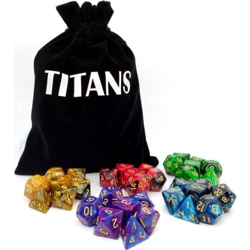 TITANS DnD Roll Dices Dragon Set of d10 d20 d8 d6 d4 Green/ Blue/ Red/ Purple MTG TRPG Dice Board Game