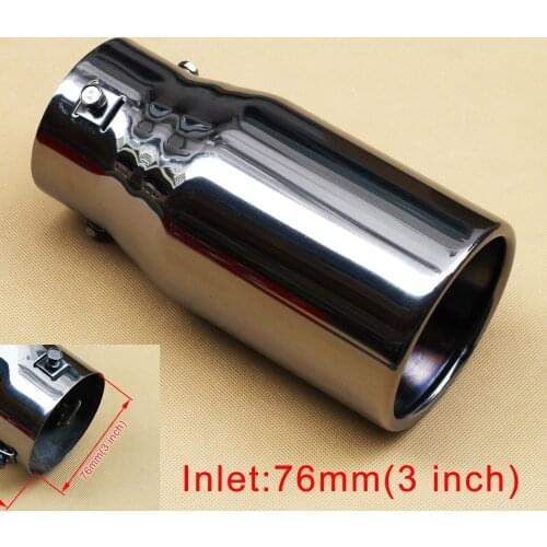 Universal Auto Accessories Tailpipe 3" 76mm Inlet Muffler Silencer Tail Pipe Tip Exhaust Rear Throat Cover Trim Stainless Steel