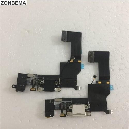 ZONBEMA 50pcs Charger Charging Port Dock USB Connector Flex Cable For iPhone 5 5C 5S Headphone Audio Jack