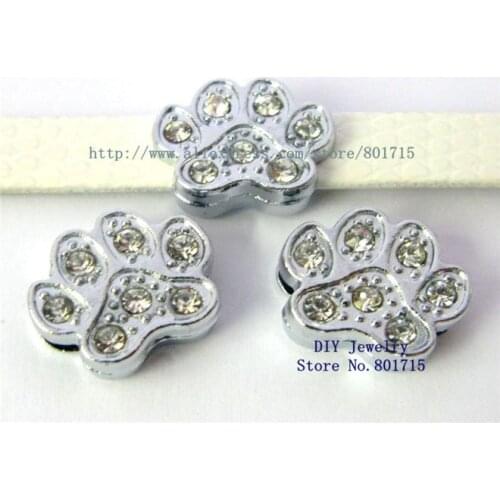 Paw Internal Dia. 8mm slide Charms fit 8mm wristband petcollar keychain 10pcs Jewelry Findings