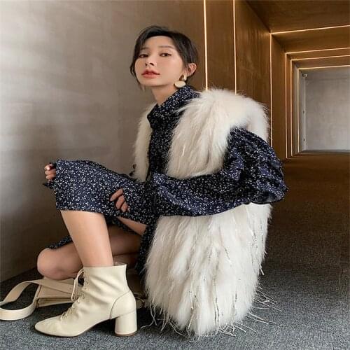 Womens High Quality Real Raccoon Fur Vest 100% Natural Real Fur 2021 New Fashion Fur Coat Jacket Vest Leather Coat