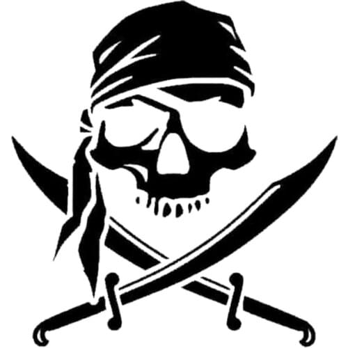 15.2*16.1CM Pirate Skull Personalized Custom Car Stickers Stylish Motorcycle Vinyl Decals Black/Silver C7-0951