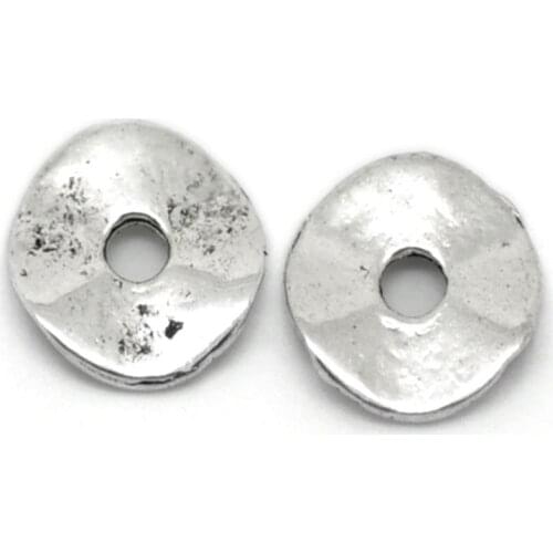 200 PCs Doreen Box Tortuose Ring Spacer Beads Findings Znic Alloy Silver Color 9mm Dia. For DIY Jewelry Making, Hole size: 2mm