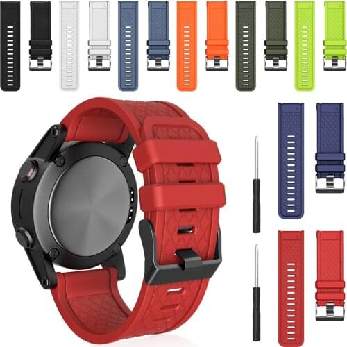 26MM Silicone Replacement Strap For Garmin Fenix 2/Fenix 1/Fenix 3/Fenix 3 HR/Fenix 5X Watchbands Casual Sport Adjustable Strap