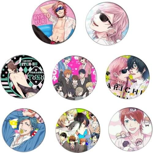 Anime Yarichin Bitch-bu Club Cosplay Badge Ayato Yuri YUI TAMURA Brooch Pin Accessories For Clothes Backpack Decoration gift
