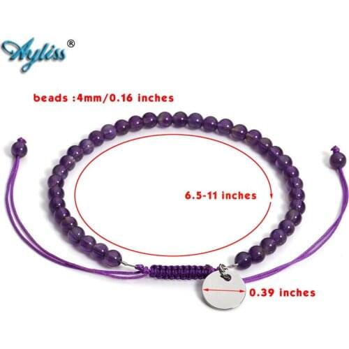 Ayliss 2018 Wholesale Unisex 4mm Gem Stone Beaded Bracelet Natural Stone Healing Bracelet, Adjustable Stone Bracelet Jewelry