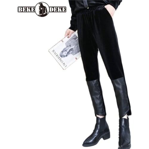 Женские бархатные брюки BEKEDEKE China At AliExpress