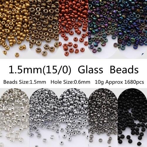 1680Pcs 15/0 1.5mm Cream Round Glass Seedbead Czech Spacers Beads For Jewelry Making Necklace Charm Handmade DIY Accessories 10g