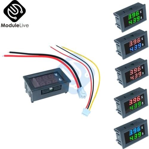 0.56inch 5Colors Mini Digital Voltmeter Ammeter DC 100V 10A Panel Amp Volt Voltage Current Meter Tester 0.56" Dual LED Display