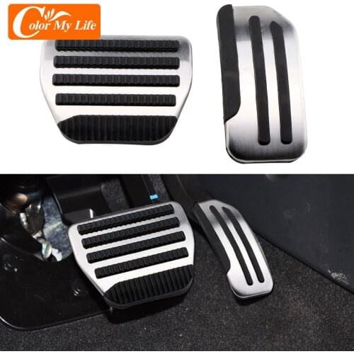 Color My Life Stainless Steel AT MT Car Gas Fuel Brake Footrest Pedal for Nissan March Maxima Juke Pulsar Leaf Accessories