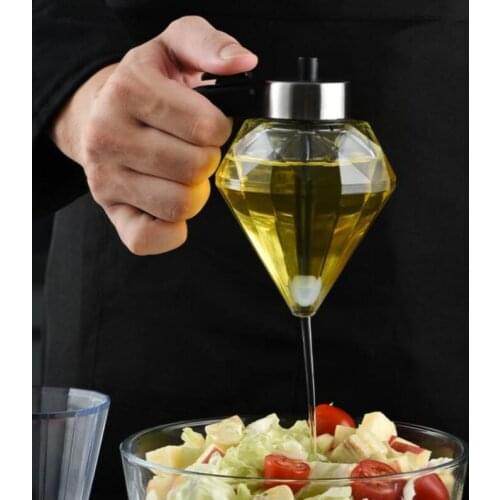 Oil Dispenser Diamond Shaped Glass Oil Bottle Kitchen Push Design Seasoning Bottle Dustproof Vinegar Oil Can Spice Tools