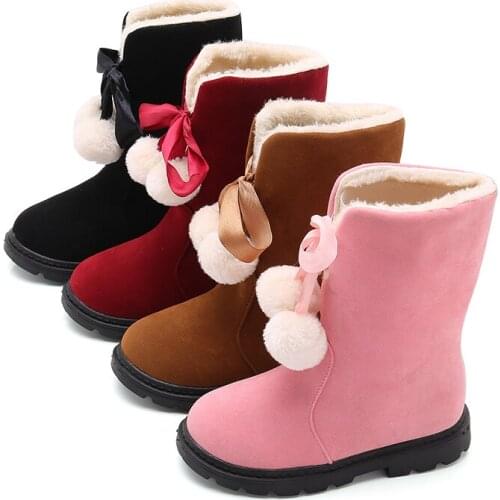 Long red boots Warm Cotton Boots Princess Long Childrens snow boots kids Shoes Kids In The Boots female kids shoes comfy kids