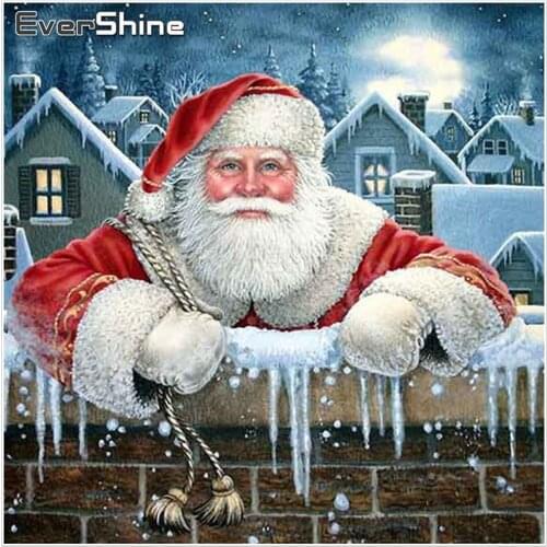 EverShine Diamond Mosaic Santa Claus Picture Of Rhinestone Diamond Painting Full Round Christmas Embroidery Paint With Diamonds