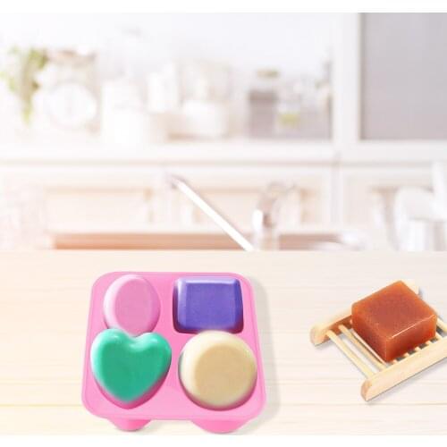 4 Cavity Soap Mold Round Oval Heart Square Shape Handmade Soap Mold Portable Unique Soap Making Tool