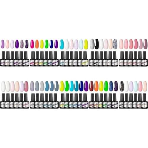 Gel Nail Polish 6Pcs/Set 8ml Soak Off UV Gel Varnishes Hybrydowe Nail Gel For Manicure Need Cured Base Top Coat